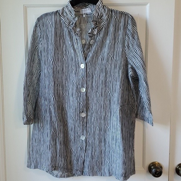 NWOT TERRA SJ APPAREL TUNIC TOP JACKET SIZE SMALL BLACK WHITE GRAY A-LINE DRESSY - Picture 1 of 11